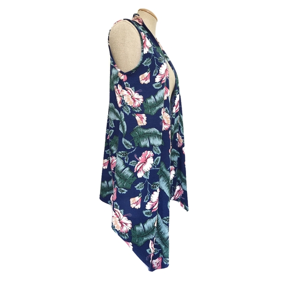 Urban Coco Floral High Low Kimono Vest Small - Picture 5 of 12